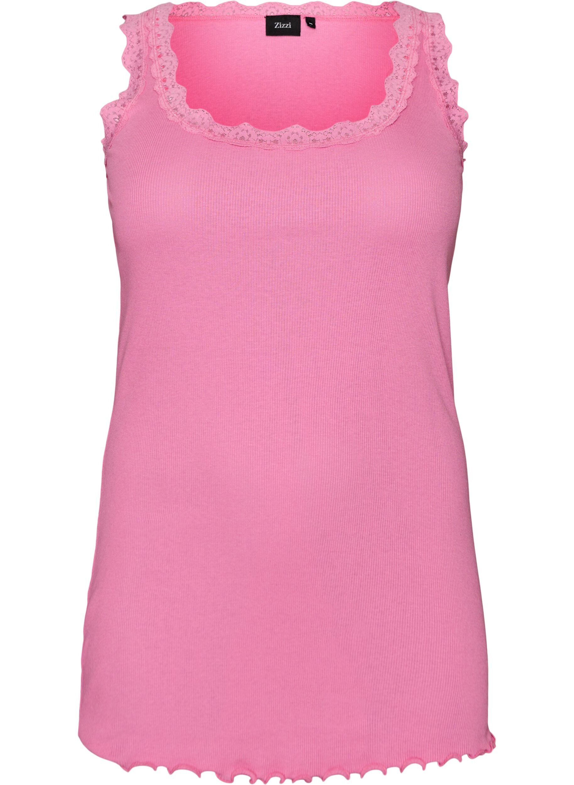 ZizziTopp med blondekant, Rosa, Packshot image number 0