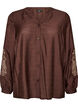 Viskoseskjorte med broderte ermer, Brun, Packshot image number 0