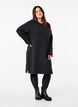 Strikket kjole med rund hals og splitt, Dark Grey Melange, Model image number 2