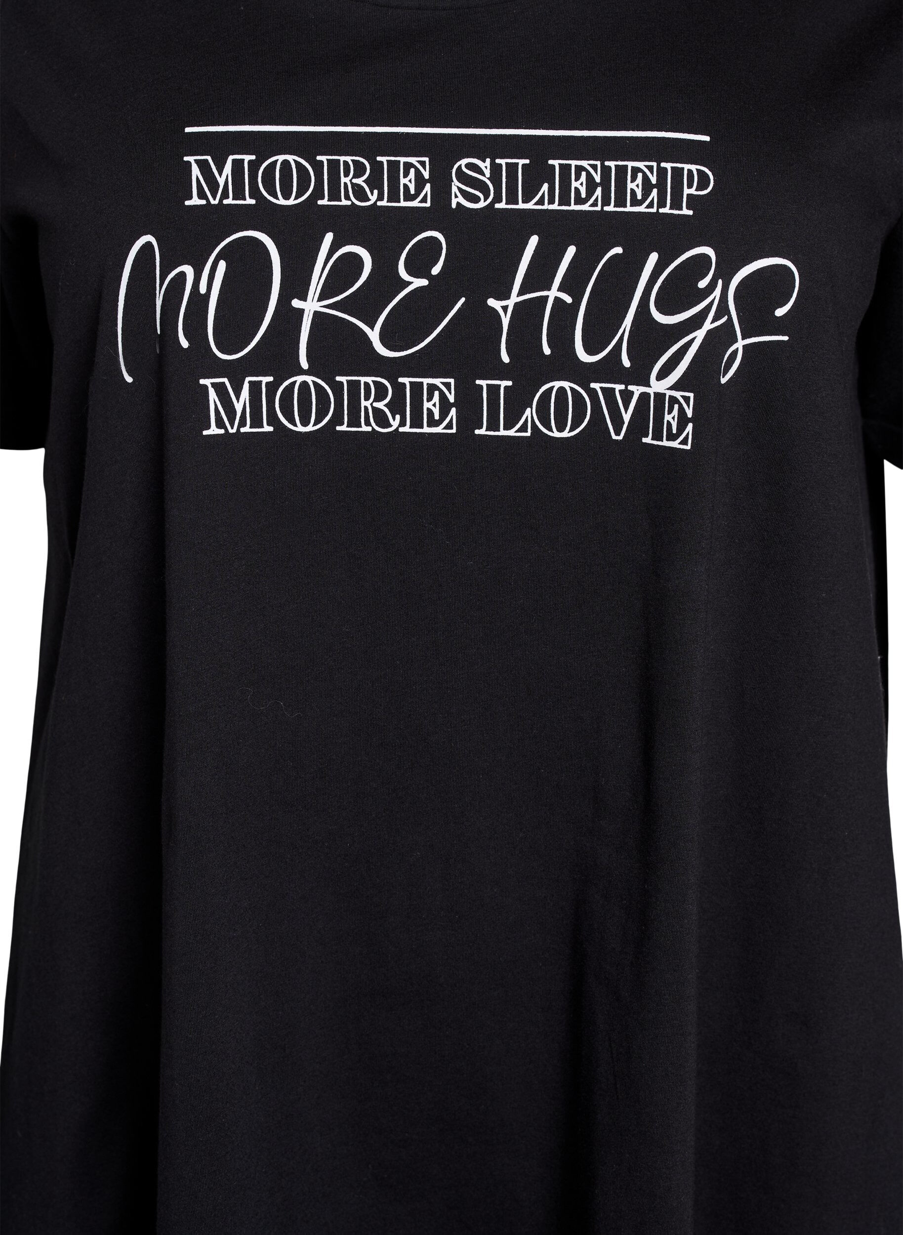 Zizzi Kortermet nattkjole i &oslash;kologisk bomull, Svart, Packshot image number 2