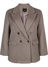Blazer i ull med børstet tekstur, Desert Taupe Mel.