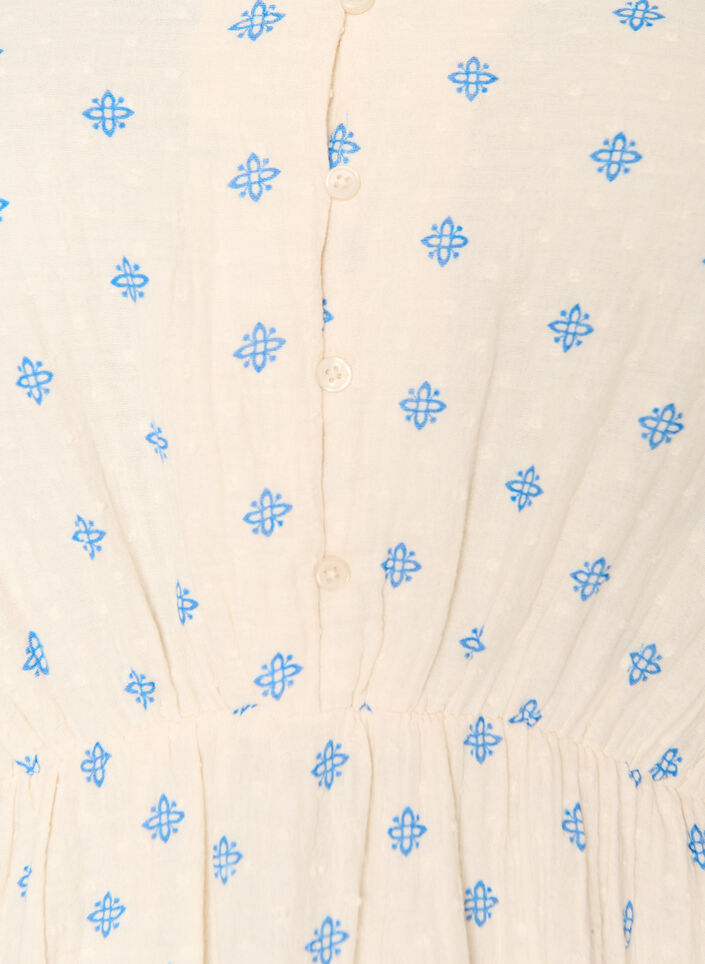 Trykt bomullskjole med elastisk midje, Beige, Packshot image number 2