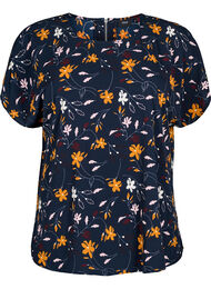 Kortermet bluse med trykk, Sky Captain Flower