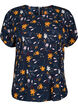 Kortermet bluse med blomstertrykk, Sky Captain Flower, Packshot image number 0