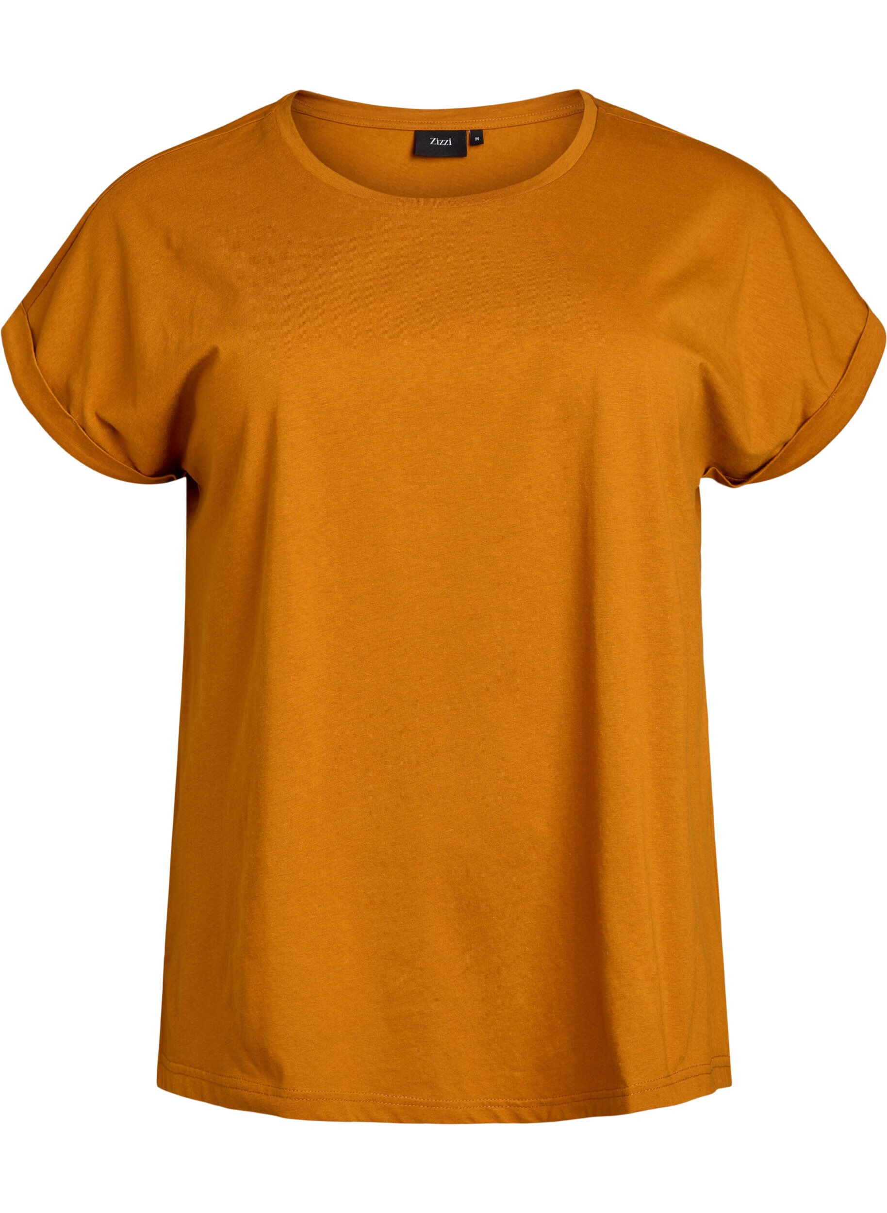ZizziKortermet T-skjorte i bomullsblanding, Orange, Packshot image number 0