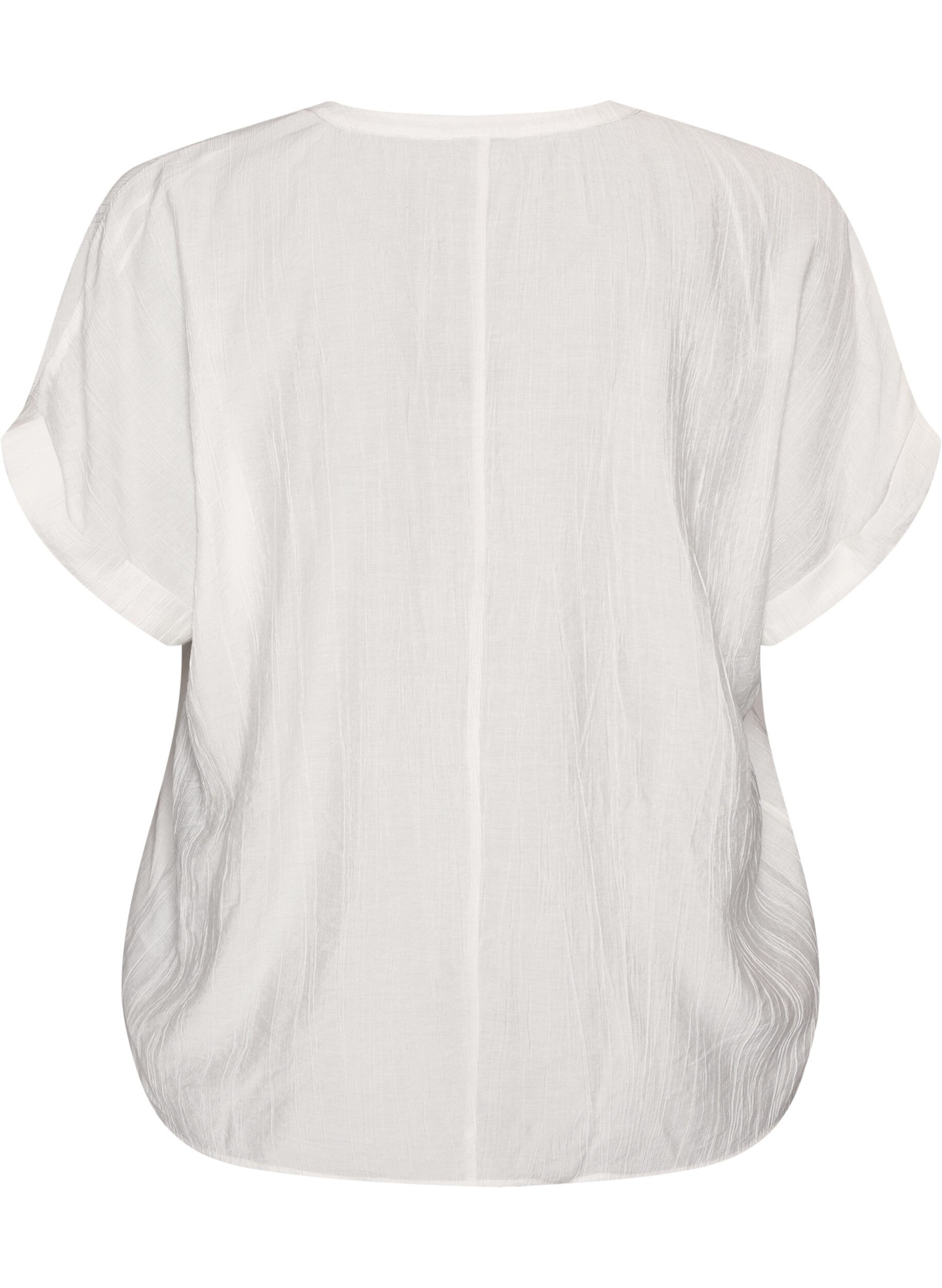 ZizziViskosebluse med knapper og tekstur, Vanilje, Packshot image number 1