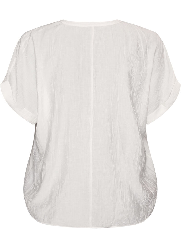 Viskosebluse med knapper og tekstur, Vanilje, Packshot image number 1