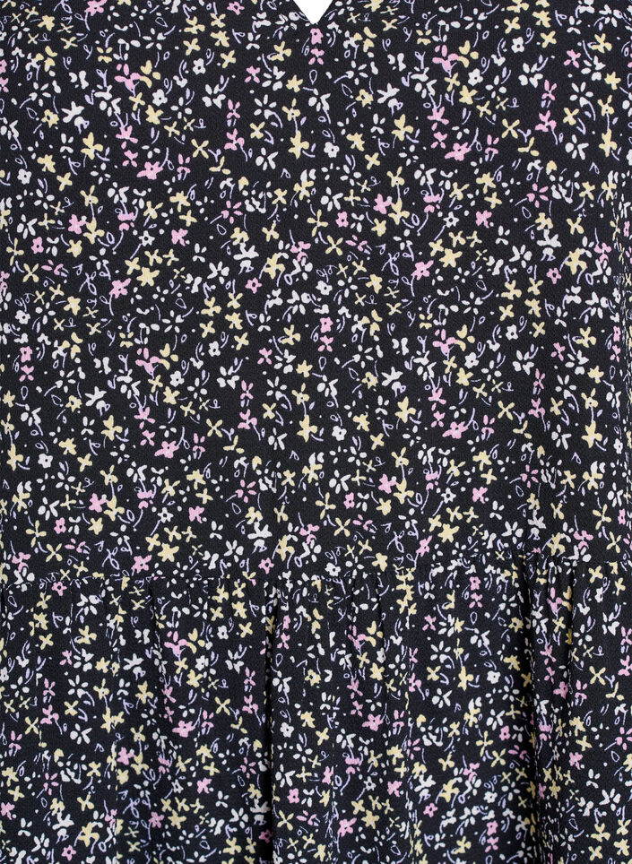 Kortermet kjole med A-lineskåret snitt og snittlinjer, Svart, Packshot image number 2