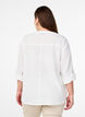 Bomullsbluse med V-hals, Hvit, Model image number 2