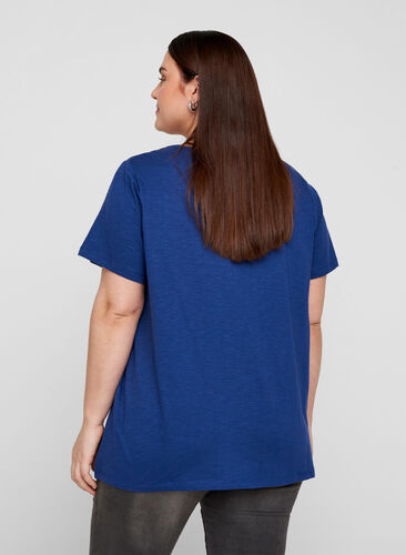Kortermet t-skjorte med broderi angalise, Twilight Blue, Model image number 1