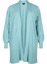 Lang strikket cardigan med lommer, Reef Waters Mel.