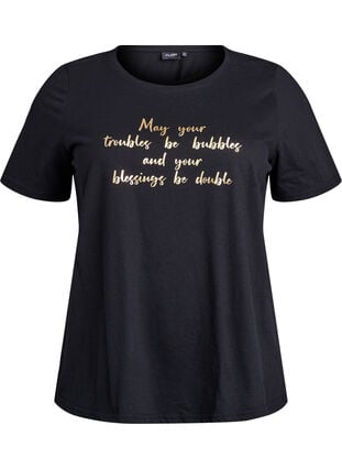 Zizzi FLASH - T-skjorte med motiv, Black Troubles, Packshot image number 0