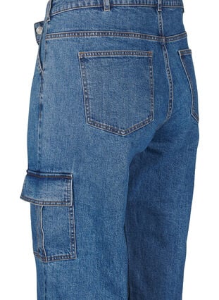 Zizzi Cargo-jeans med høy midje, Blue Denim, Packshot image number 3