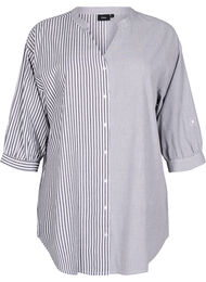 Stripete tunika med 3/4 ermer, Black w. Wh.Stripe
