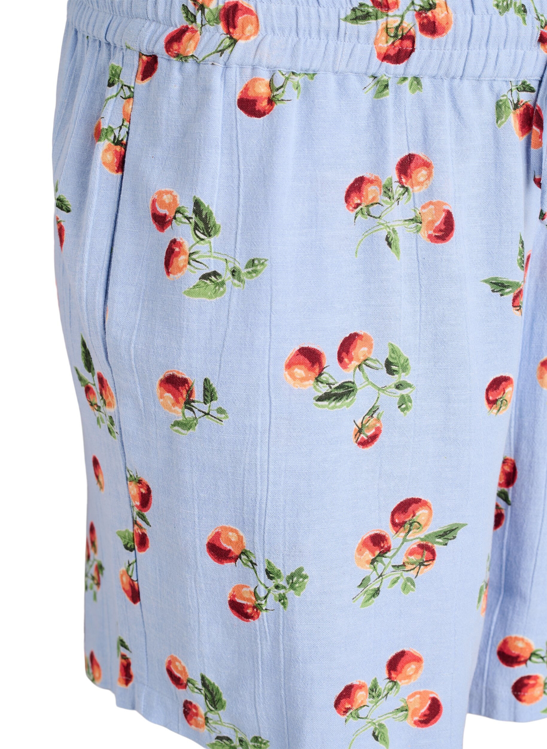 ZizziBomullsshorts med tomattrykk og h&oslash;y midje, Bl&aring;, Packshot image number 2