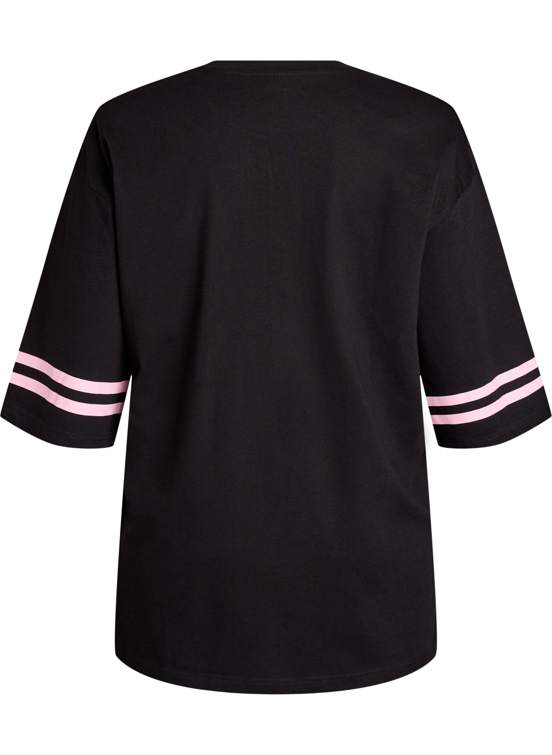 Zizzi Oversized college T-skjorte med 3/4 ermer, Svart, Packshot image number 1