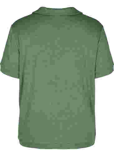 Melert T-skjorte med krage, Green Melange, Packshot image number 1