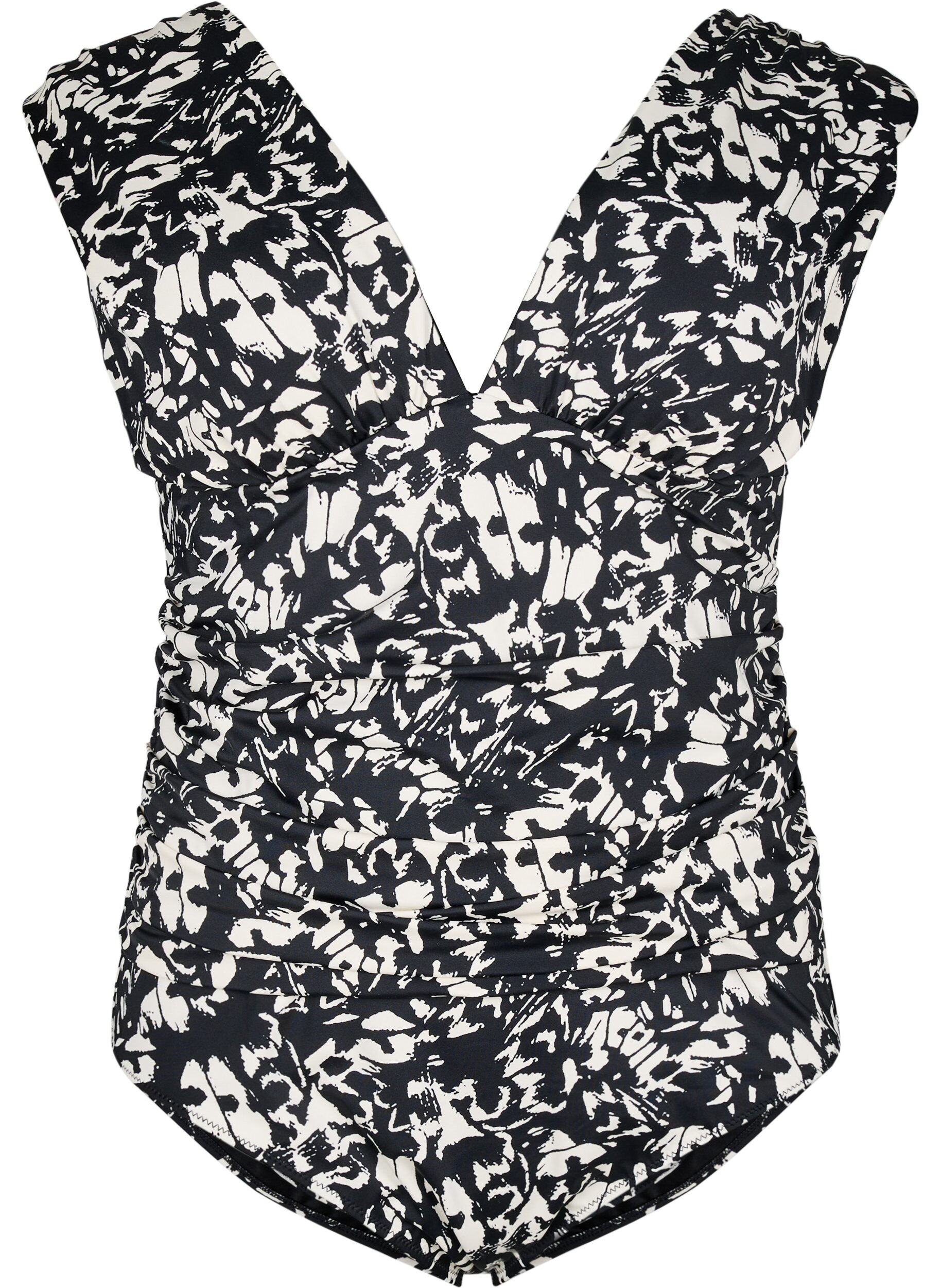 M&oslash;nstret badedrakt med dyp V-hals