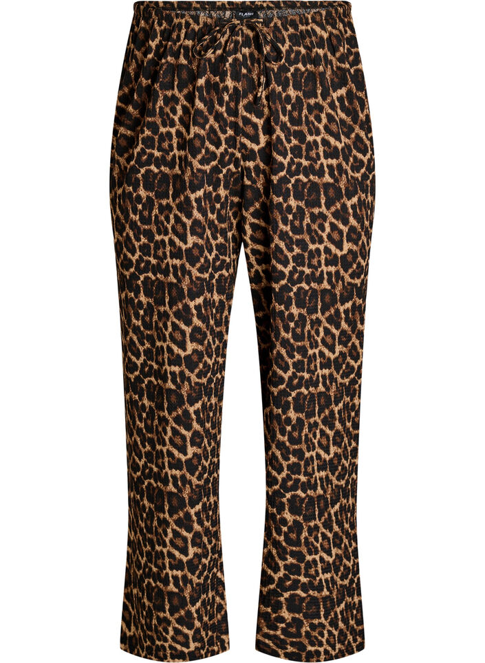 Bukser med vide ben i et lett teksturert stoff, Svart, Packshot image number 0