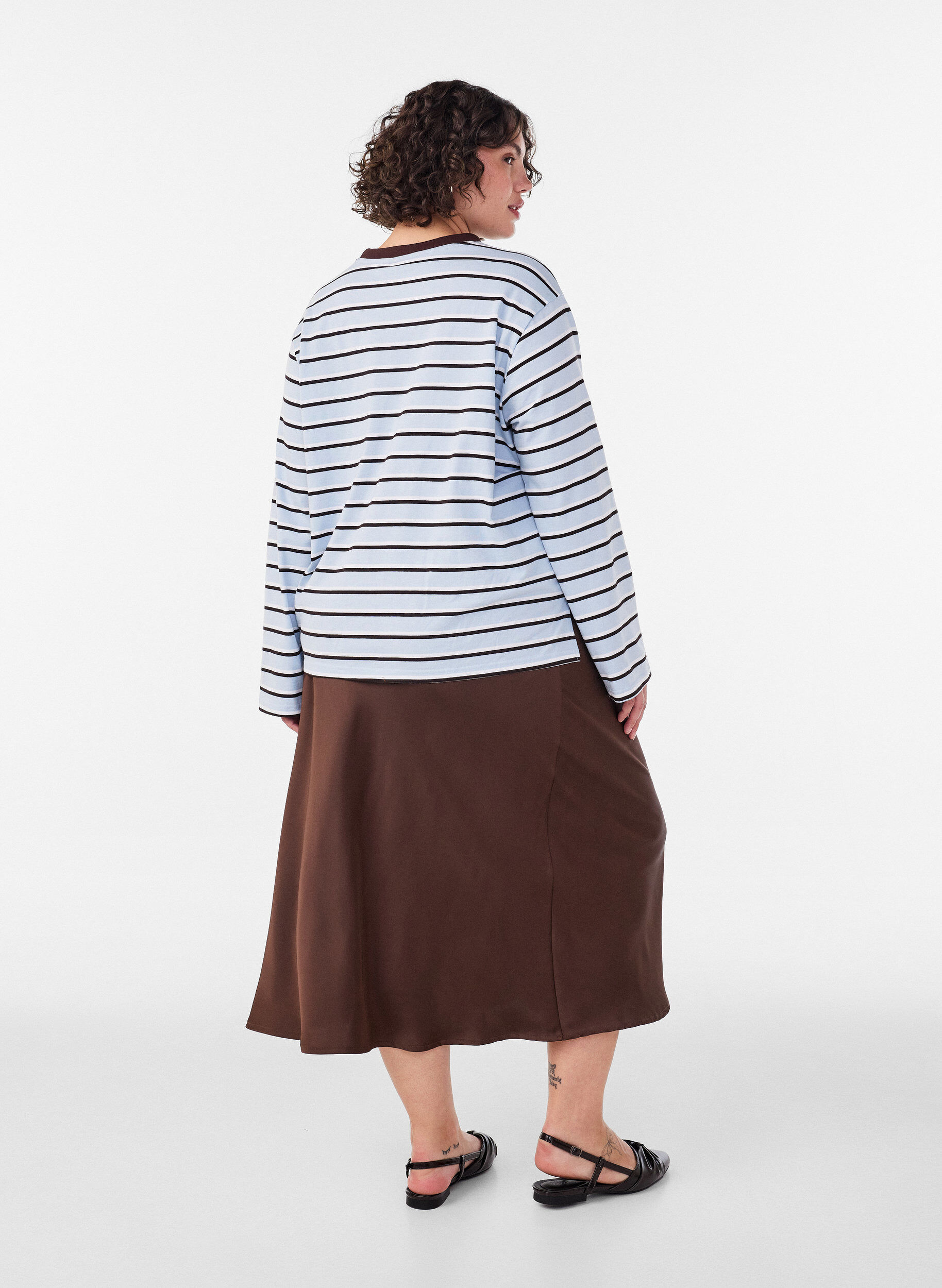 ZizziMidiskj&oslash;rt i sateng, Brun, Model image number 1