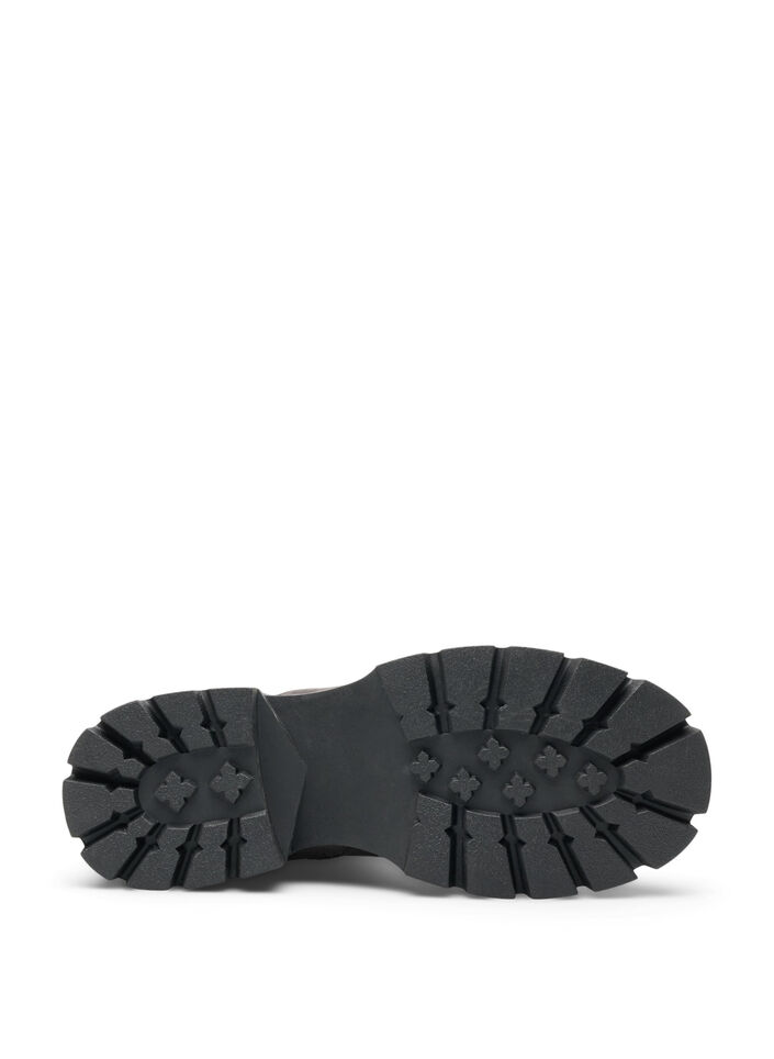 Chunky st&oslash;vel i imitert semsket skinn, Brun, Packshot image number 2