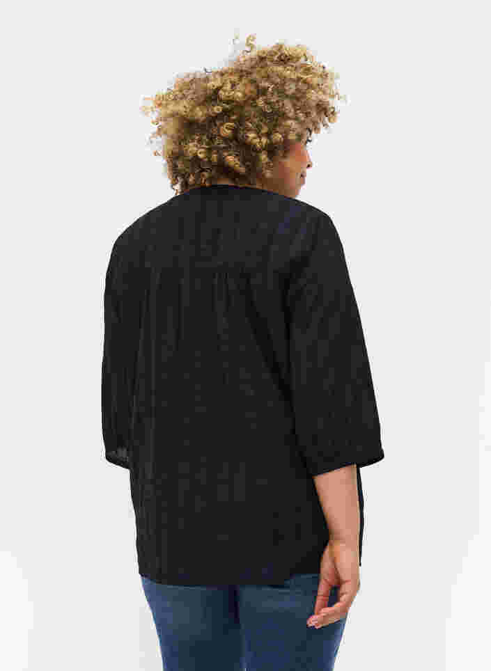 Bluse med 3/4-ermer og knyting, Black Beauty, Model image number 1