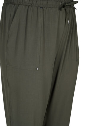 Bukser med lommer og strikkant, Dark Olive, Packshot image number 2
