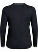 Viskose bluse med blonder og V-hals, Svart, Packshot image number 1