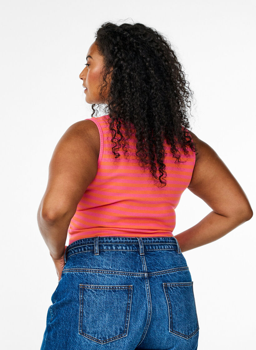 Stripete ribbestrikket singlet, Orange, Model image number 2
