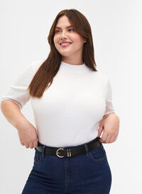 Belte i imitert skinn med gullfarget spenne, Black w. Gold Buckle, Model