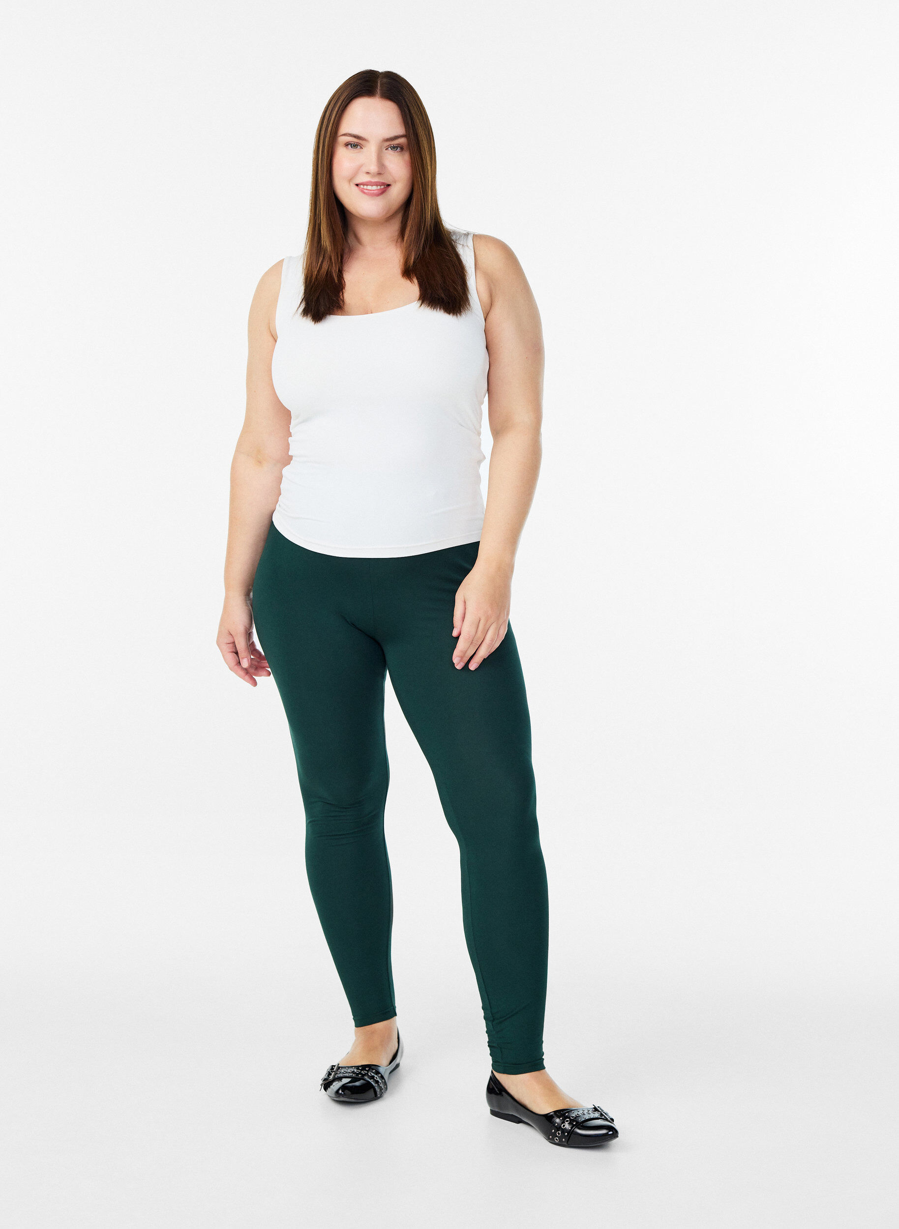 ZizziBasis leggings i viskose, Gr&oslash;nn, Model image number 1
