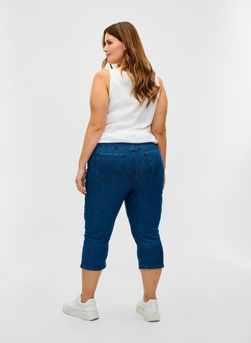 Capribukser i bomullsmiks, Dark blue denim, Model image number 0
