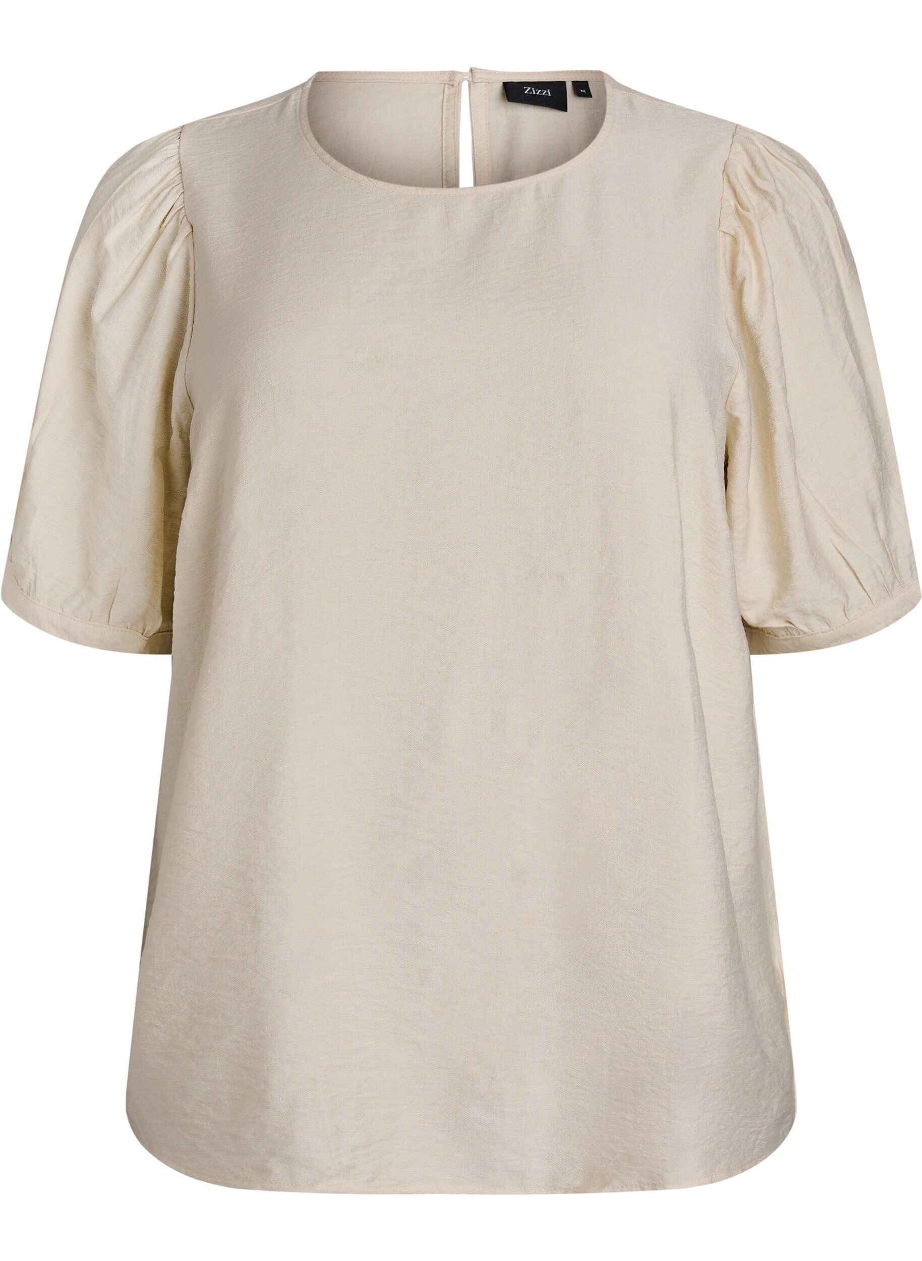 Zizzi Viskose bluse med 1/2 ermer, Beige, Packshot image number 0