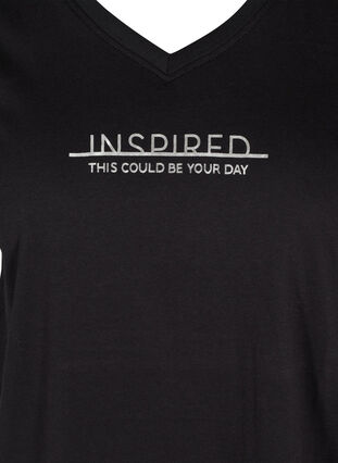 T-skjorte med trykk i bomull til trening , Black Inspired, Packshot image number 2