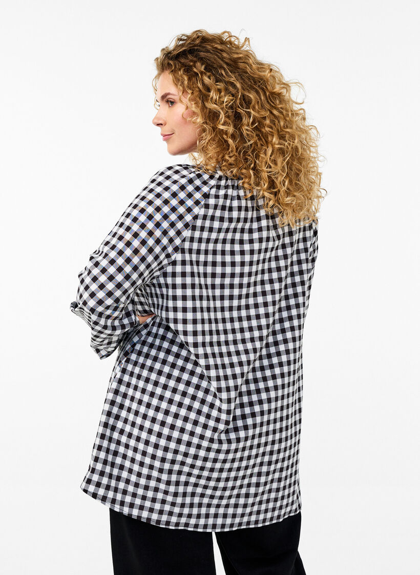 Rutete tunika med V-hals, Black/W. Gingham, Model image number 1