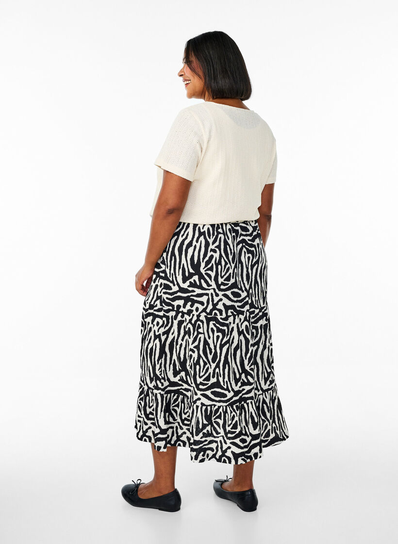 Langt skjørt med sebramønster, Black w. White Zebra, Model image number 1