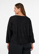 Gjennomsiktig bluse med blomstertekstur og lange ermer, Svart, Model image number 2
