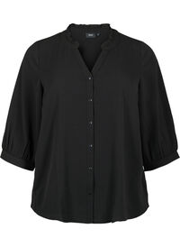 Skjortebluse med 3/4-ermer og volangkrage