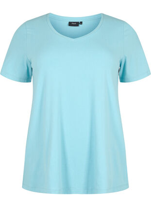 Ensfarget basis T-skjorte i bomull, Reef Waters, Packshot image number 0