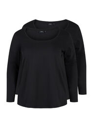 Basisgenser i bomull, 2 stk., Black/Black