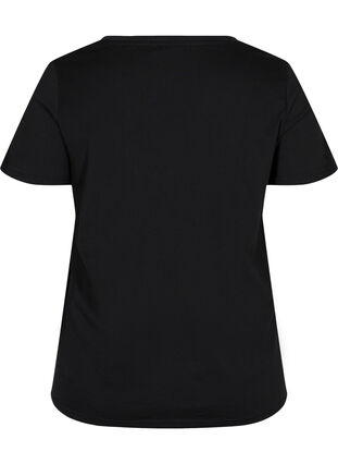 Kortermet T-skjorte i bomull med trykk, Black WAYS, Packshot image number 1