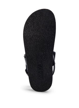 Sandal i skinn med bred passform og justerbare remmer, Black, Packshot image number 5