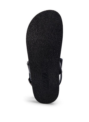 Zizzi Sandal i skinn med bred passform og justerbare remmer, Svart, Packshot image number 5