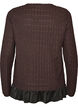 Bluse med struktur og volangkant, Brun, Packshot image number 1