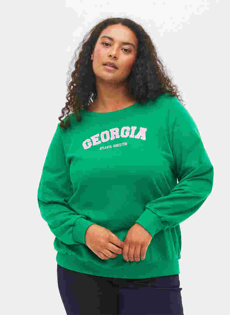 Bomullsgenser med tekst foran, Jolly Green, Model
