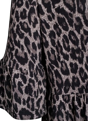 Zizzi Kort A-linje kjole med leopardmønster, Grå, Packshot image number 3