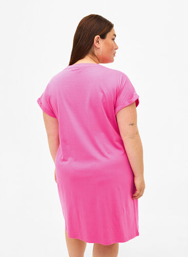 2-pack bomullskjole med korte ermer, Shocking Pink/Black, Model image number 1
