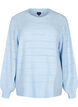 Strikket bluse med rund hals og hulmønster, Cashmere Blue Mel., Packshot image number 0