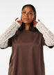 Loose fit T-skjorte med lange blondeermer, Brun, Model image number 3