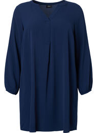 Kjole med lange ermer og V-hals, Navy